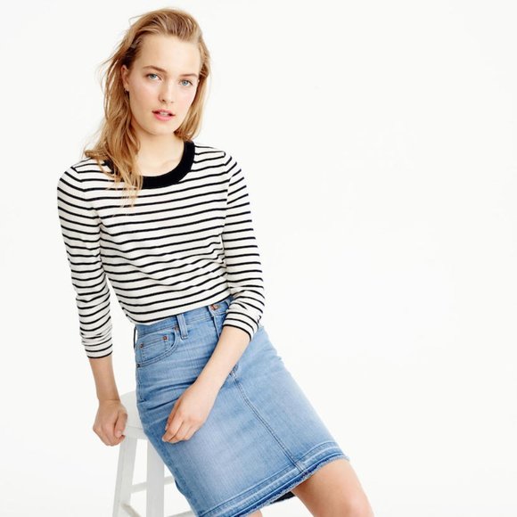 J.Crew Doran Frayed Denim Jean Pencil Skirt 27P 27 Petite #F2576 4 - Picture 4 of 16